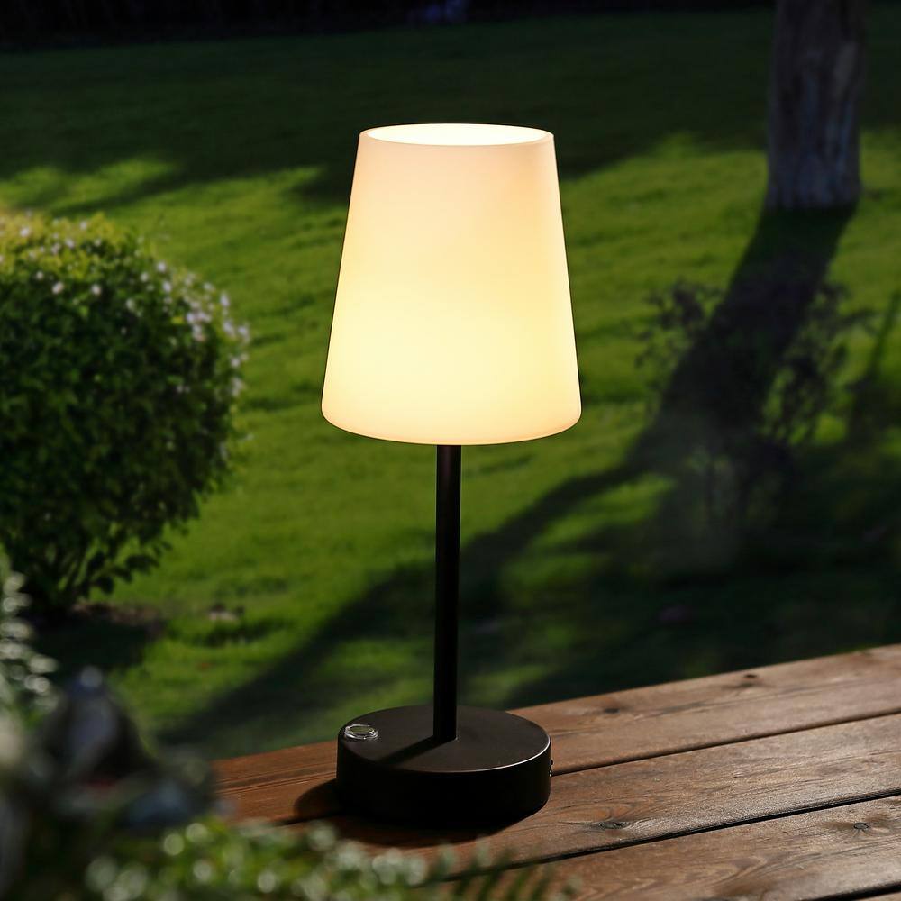 12.75" Oil Rubbed Bronze Cordless LED Table Lamp with Frosted Glass Shade