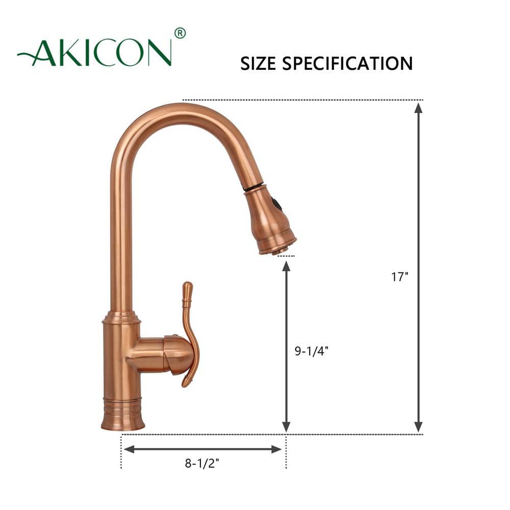 Copper Pull-Down Sprayer Kitchen Faucet with Lever Handle