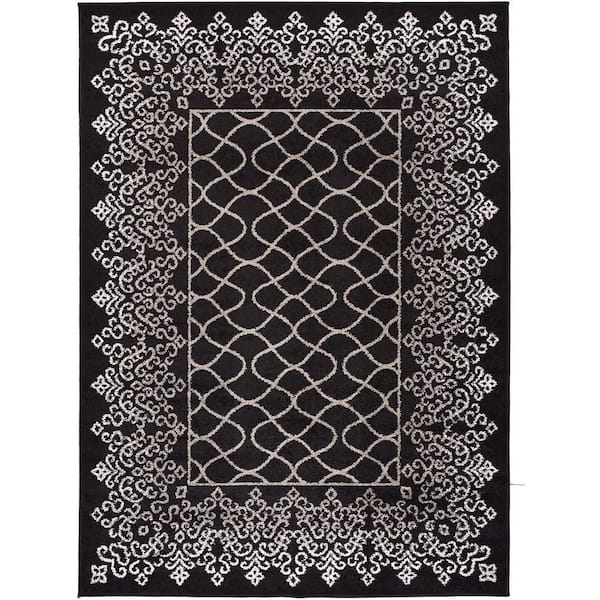 Designer Trellice Lace Black 5 ft. x 7 ft. Classic Braided Modern Contemporary Polypropylene Rectangular Area Rug