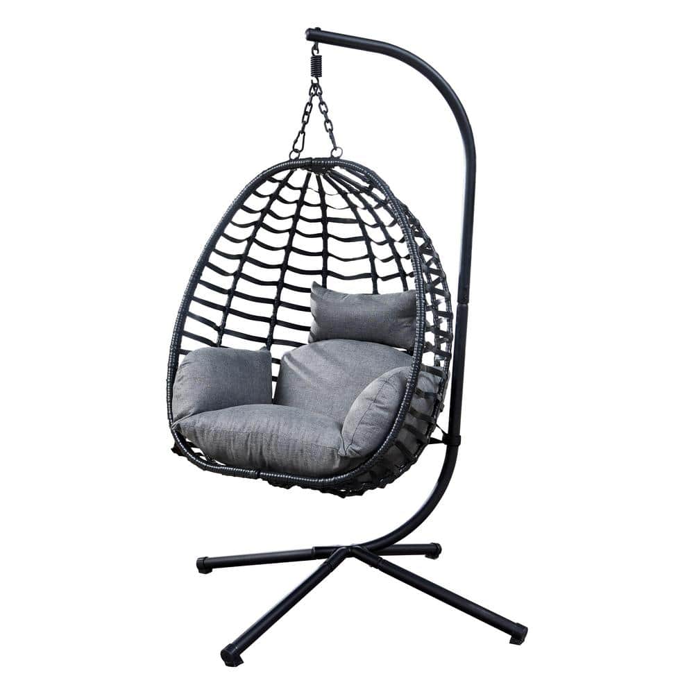 37L x 35D x 78H Wicker Outdoor Swing Chair, Patio Swing with Cushion