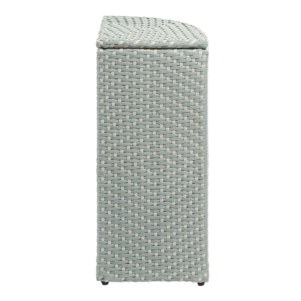Mint Blue and White Plastic Corner Outdoor Trash Can