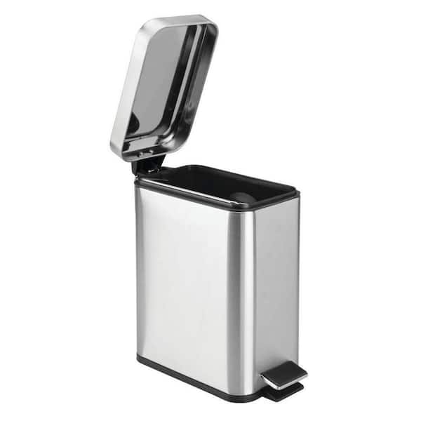 1.3 Gallon Rectangle Metal Lidded Trash Can With Removable Liner