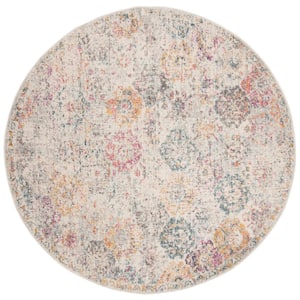 Madison Gray/Gold Doormat 3 ft. x 3 ft. Round Border Area Rug