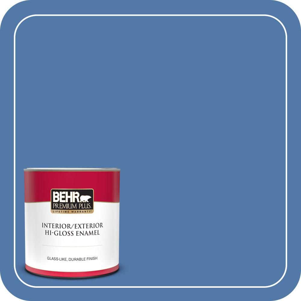 BEHR PREMIUM PLUS 1 qt. #HDC-FL13-6 Baltic Blue Hi-Gloss Enamel ...