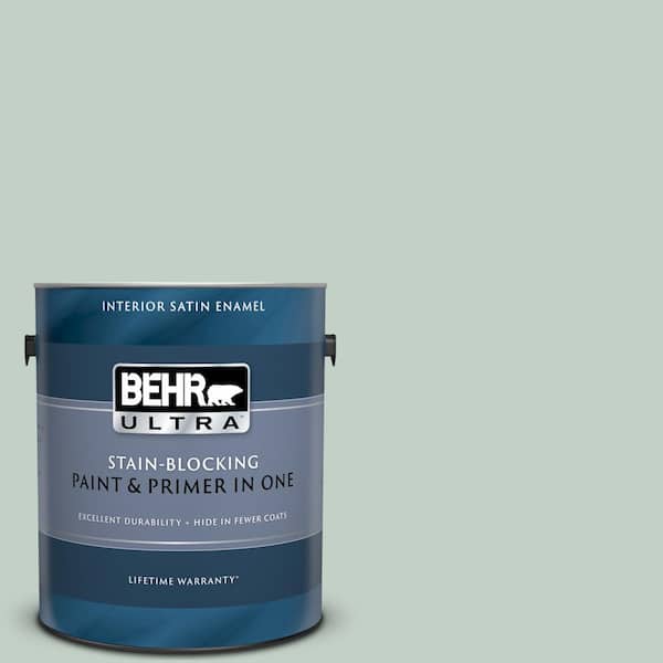 BEHR ULTRA 1 gal. #UL220-13 Frosted Jade Satin Enamel Interior Paint and Primer in One