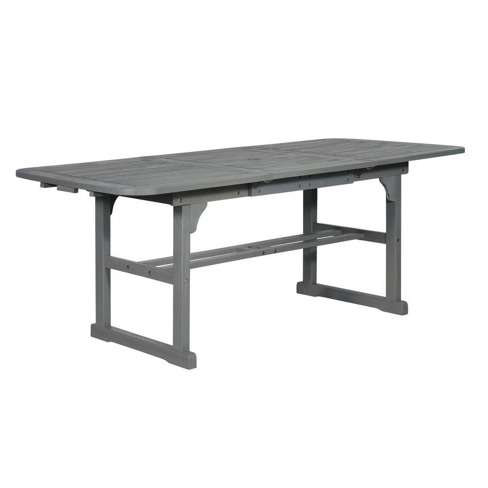 Grey Wash Acacia Wood Extendable Outdoor Dining Table