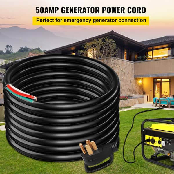 VEVOR 30 ft. 6/3 plus 8/1 Extension Cord Indoor/Outdoor Generator Power  Cord STW 50 Amp NEMA 14-50P No-pin Type FDJYCX30FTX50AWCZV1 - The Home Depot