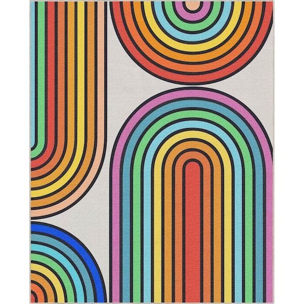 Crayola Bold Arches Modern, Geometric, Kids, Multi Color 3 ft. 3 in. x 5 ft. Area Rug