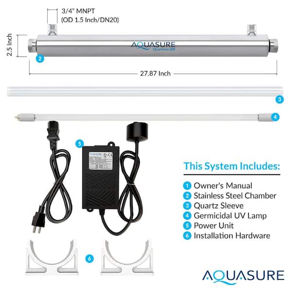 AQUASURE Quantum Series 18 GPM Ultraviolet UV Light Water Filter System for  Whole House Water Sterilization Disinfection AS-UV18HO - The Home Depot