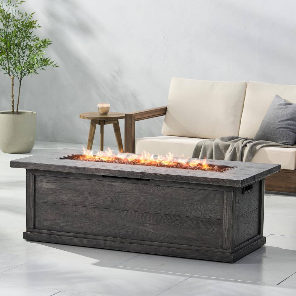 56" Gray Woodgrain Propane Fire Pit Table