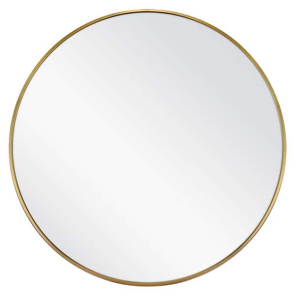 WallBeyond 20 in. W x 20 in. H Light weight Aluminum Round Metallic Gold Wall Mirror- Contemporary Thin Profile