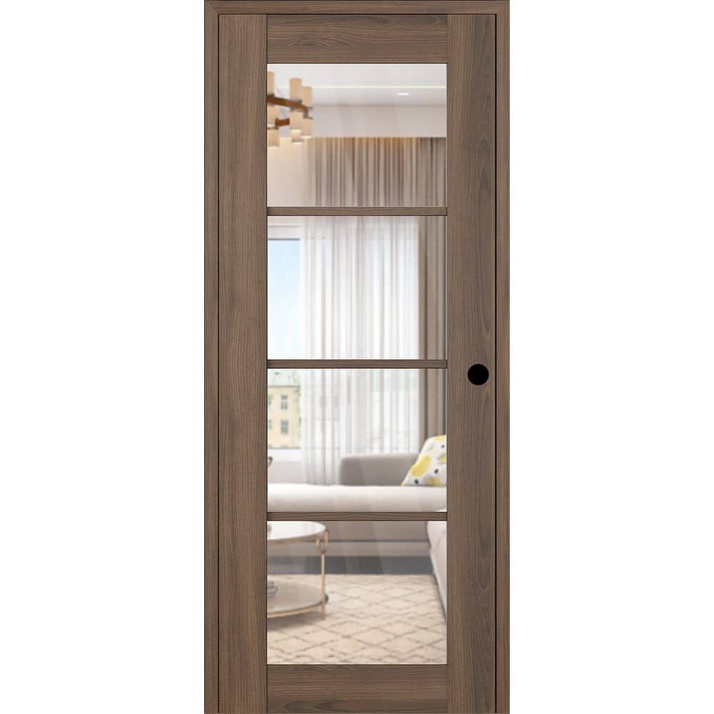 Vona 4 Lite DIY-Friendly 28 in. x 84 in. Left-Handed Clear Glass Pecan Nutwood Composite Single Prehung Interior Door price history on PriceWatchPro