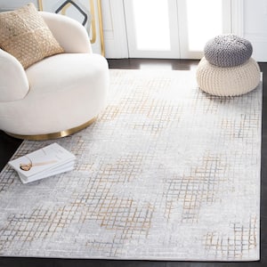 Orchard Gray/Gold 3 ft. x 3 ft. Striped Plaid Square Area Rug
