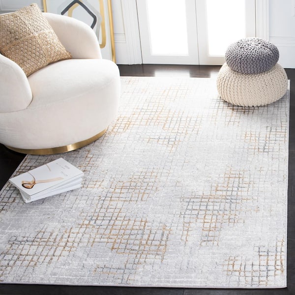 Orchard Gray/Gold Doormat 3 ft. x 3 ft. Striped Plaid Square Area Rug