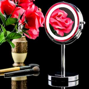 4.7 in. x 11.8 in. Lighted Magnifying Tabletop Makeup Mirror in Polished Chrome