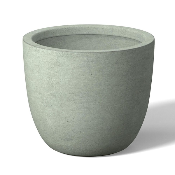 Morrava 14 in. Medium Sage Gray (Enhanced Interior) Concrete Round Planter / Pot with Drainage Holes