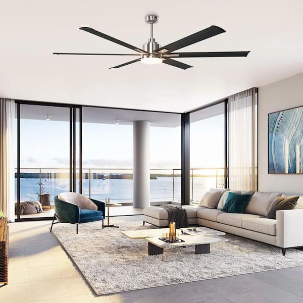 72 in. Modern Integrated LED Brushed Chrome Ceiling Fan with Light and Remote Control