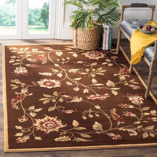Lyndhurst Brown/Multi 9 ft. x 12 ft. Border Floral Area Rug