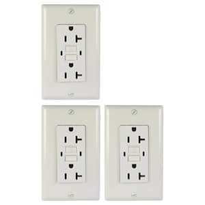 20 Amp 125 VDC GFCI Electrial Wall Outlet Indoor with Wall Plate, White (3-Pack)