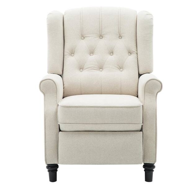 cream tufted recliner