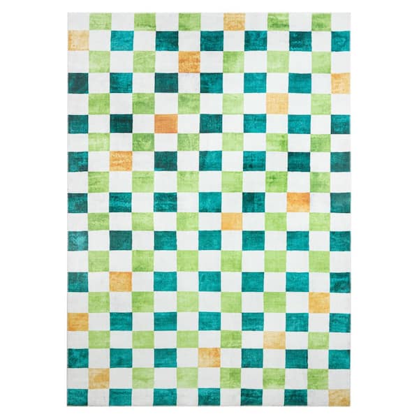 Niko Checkmate Green/Multi 6 ft. x 9 ft. Indoor Area Rug