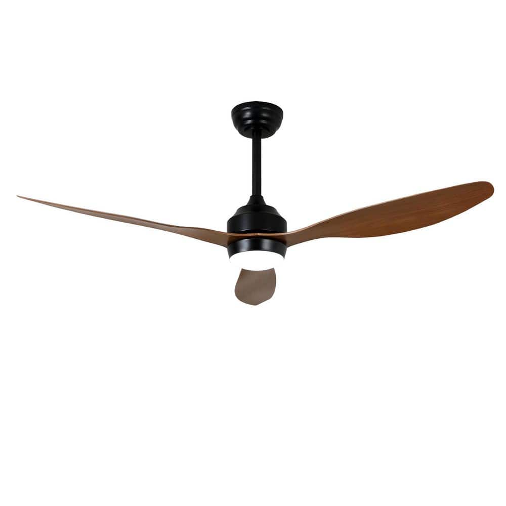 52 in. Matte Black Brown Downrod Mount Standard Ceiling Fan with Lights and Remote Control Included price history on PriceWatchPro