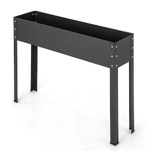 40 in. x 11 in. x 31.5 in. Metal Raised Garden Bed with Legs and Drainage Hole for Vegetable Flower-Black