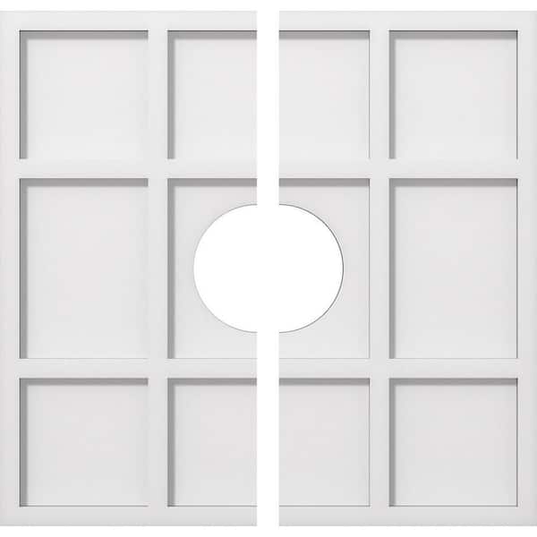 Ekena Millwork 1 in. P X 7 in. C X 20 in. OD X 5 in. ID Rubik Architectural Grade PVC Contemporary Ceiling Medallion, Two Piece