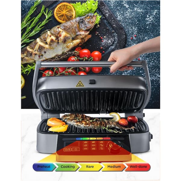 Nauwgezet Maak avondeten investering Commercial CHEF 126 sq. in. Black 9-in-1 Contact Grill CHIG14MB - The Home  Depot