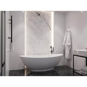 Ala 37 in L x 67 in W Man-Made Stone Center Drain Freestanding Bathtub in Matte White