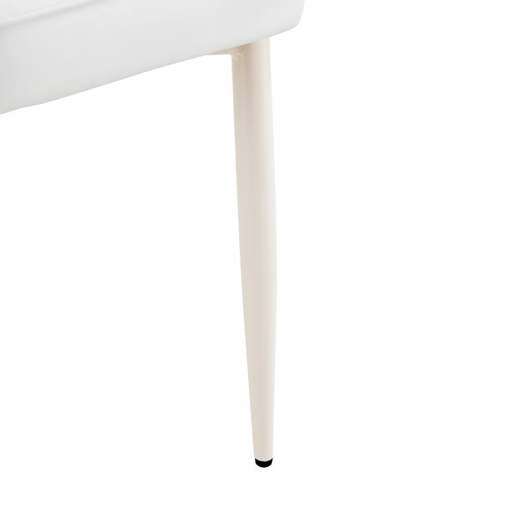 White Faux Leather High Back Armless Dining Chairs with Metal Legs, Set of 4