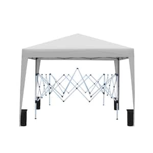 10 ft. x 10 ft. White Pop-Up Canopy Square Party/Event Tent Gazebo with 4-Pieces Weight Sandbag