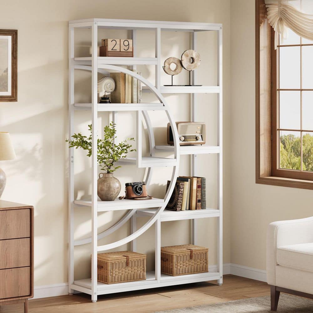 BYBLIGHT Industrial 68.89 in. Tall White Engineered Wood 9-Shelf
