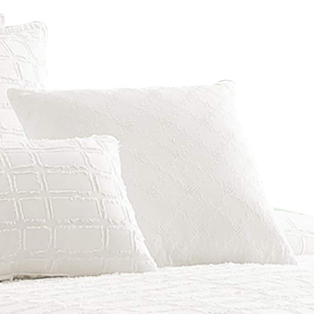 White Cotton King Comforter Set with Fringe Details