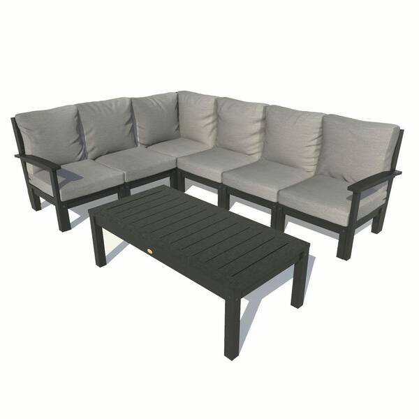 Highwood Bespoke Deep Seating 7-Piece Plastic Outdoor Sectional Set, Conversation Table with Cushions