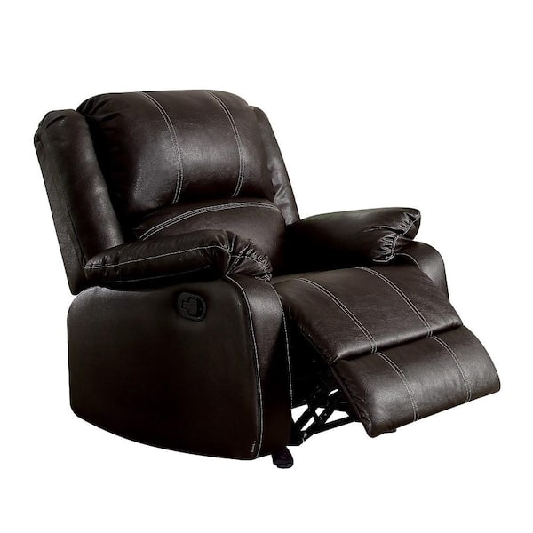 Zuriel Black Leather Rocker Recliner with Rocking