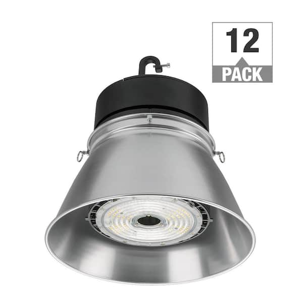 ETi 13.4 in. Round 400-Watt Equivalent Adjustable Beam Integrated LED Brushed Nickel High Bay Light 22,236 Lumens (12-Pack)