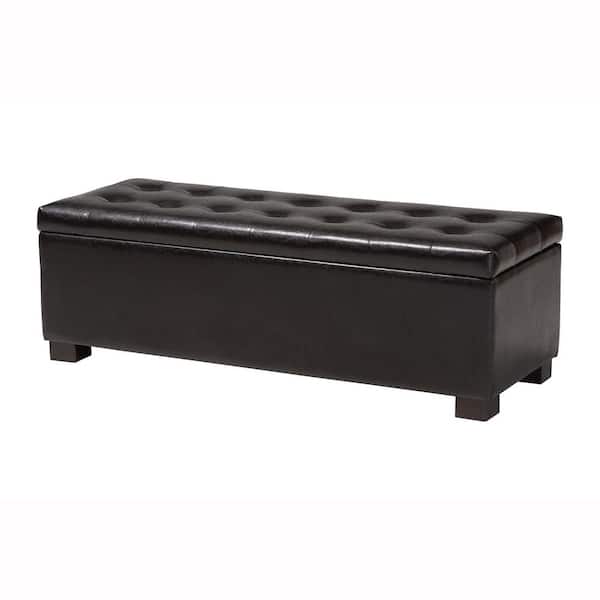 Baxton Studio Roanoke Dark Brown Storage Bench