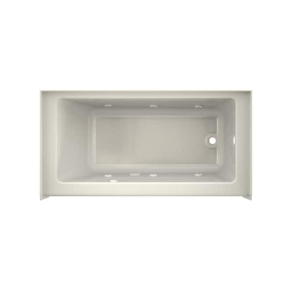 PROJECTA 60 in. x 30 in. Acrylic Right Drain Rectangular Low-Profile AFR Alcove Whirlpool Bathtub in Oyster