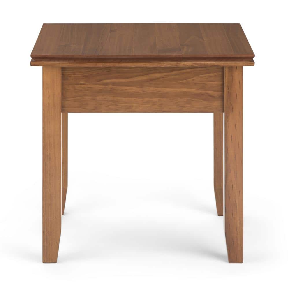 Honey Brown Solid Wood End Table with Storage Drawer