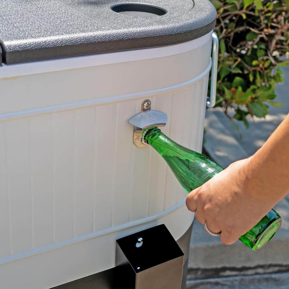 Permasteel 120-Qt White Metal Rolling Patio Cooler with Wheels