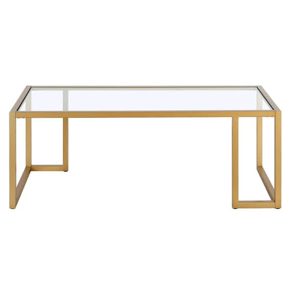 Meyer&Cross Oscar 45 in. Brass Glass Rectangular Coffee Table