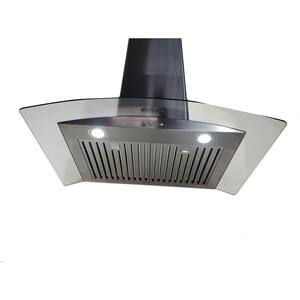 30 in. 500 CFM Ducted Wall or Ceiling Vented Wall Mounted Designer Glass Range Hood in Stainless Steel