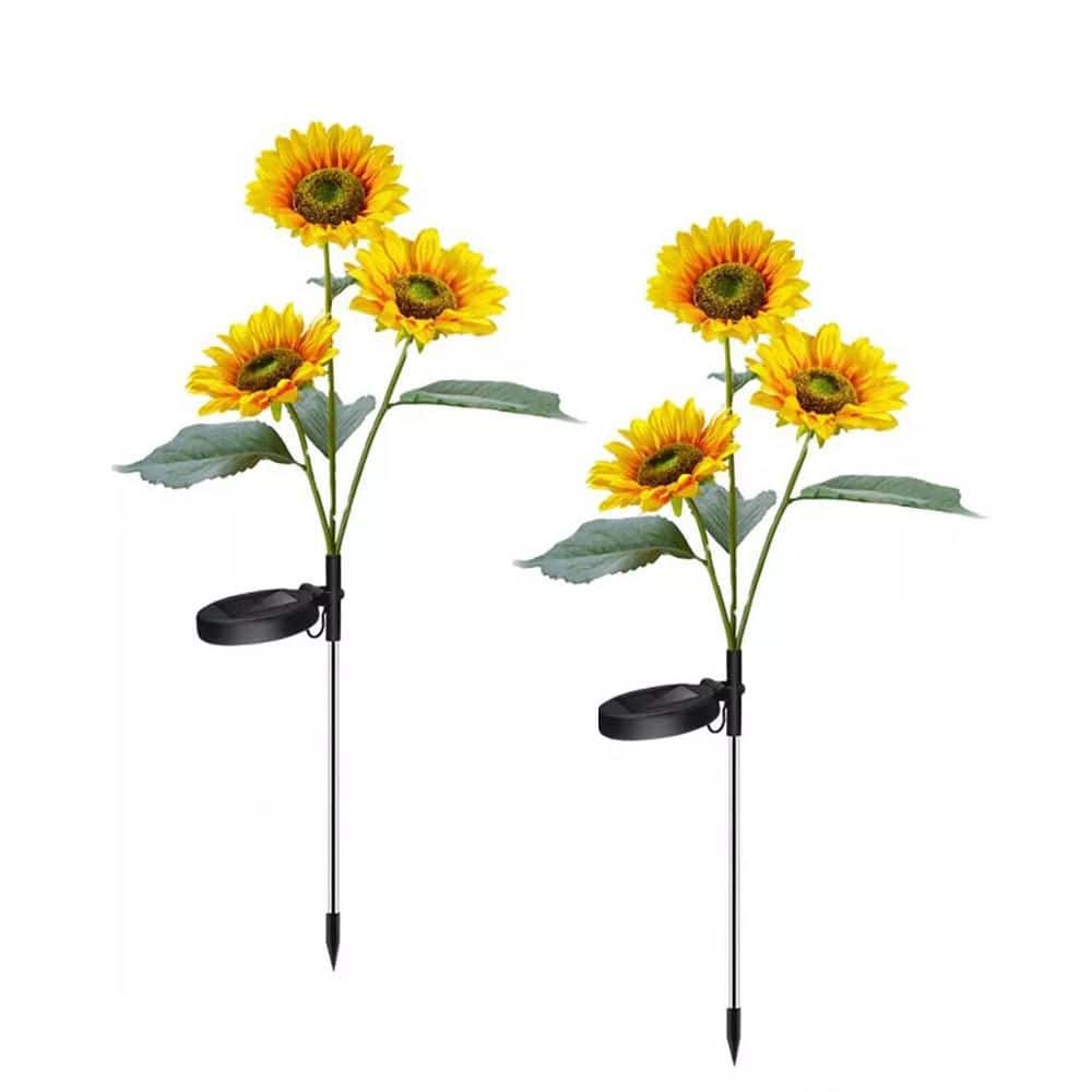 Plastic Solar Sunflower Garden Stake 2-Pack