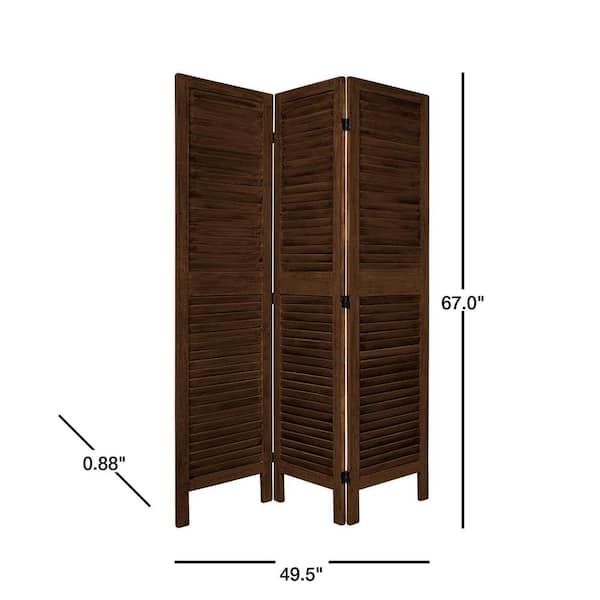 5.5 ft. Burnt Brown Venetian 3-Panel Room Divider