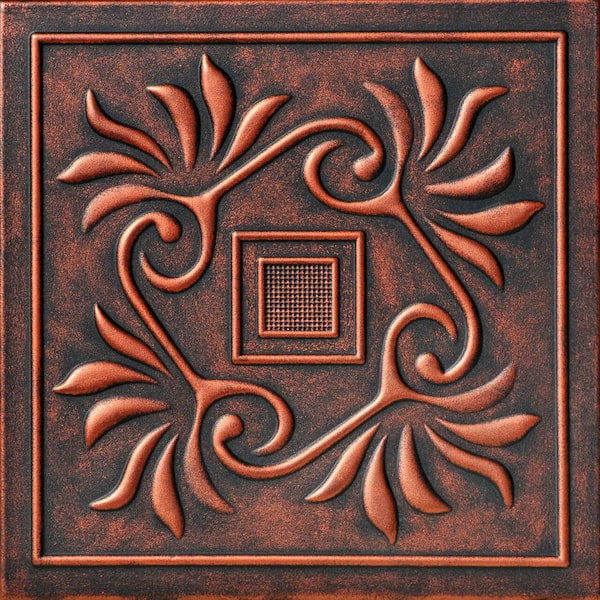 A La Maison Ceilings Cockatoos Black Copper 1.6 ft. x 1.6 ft. Decorative Foam Glue Up Ceiling Tile (21.6 sq. ft./case)
