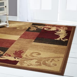 Catalina Brown/Red 5 ft. x 7 ft. Geometric Area Rug