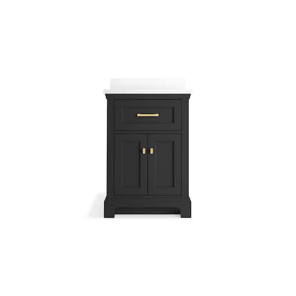 KOHLER Charlemont 25in. Single Sink Freestanding Ferrous Grey Bath Vanity with White Quartz Top Assembled