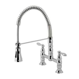 Heritage 2-Handle Deck Mount Pull Down Sprayer Kitchen Faucet in Polished Chrome