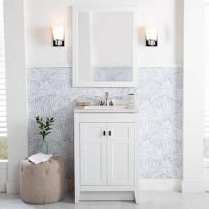 Bladen 25 in. W x 19 in. D x 38 in. H Single Sink  Bath Vanity in White with Polar Gray Engineered Solid Surface Top